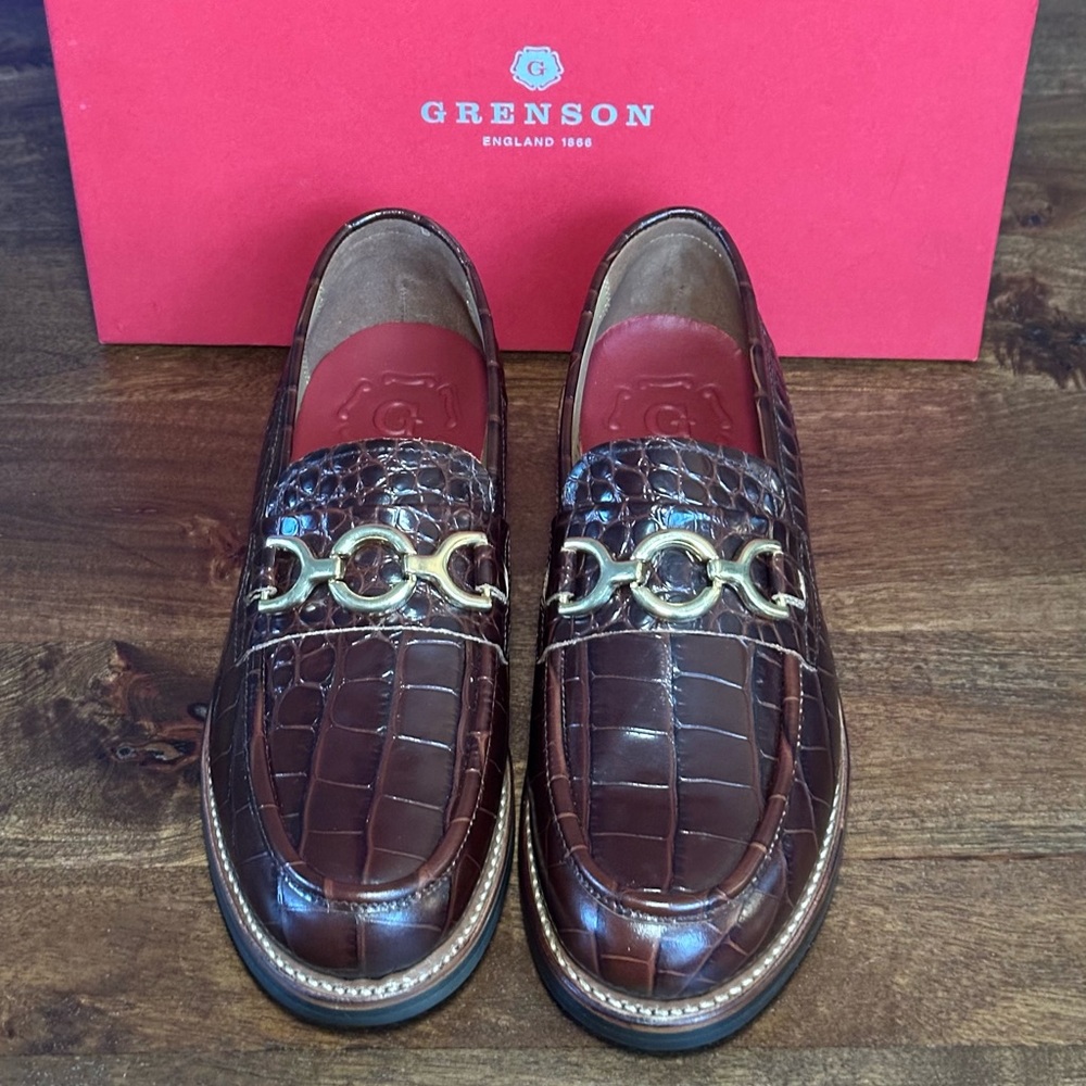 Brand new Grenson Nina crocodile print in cognac.